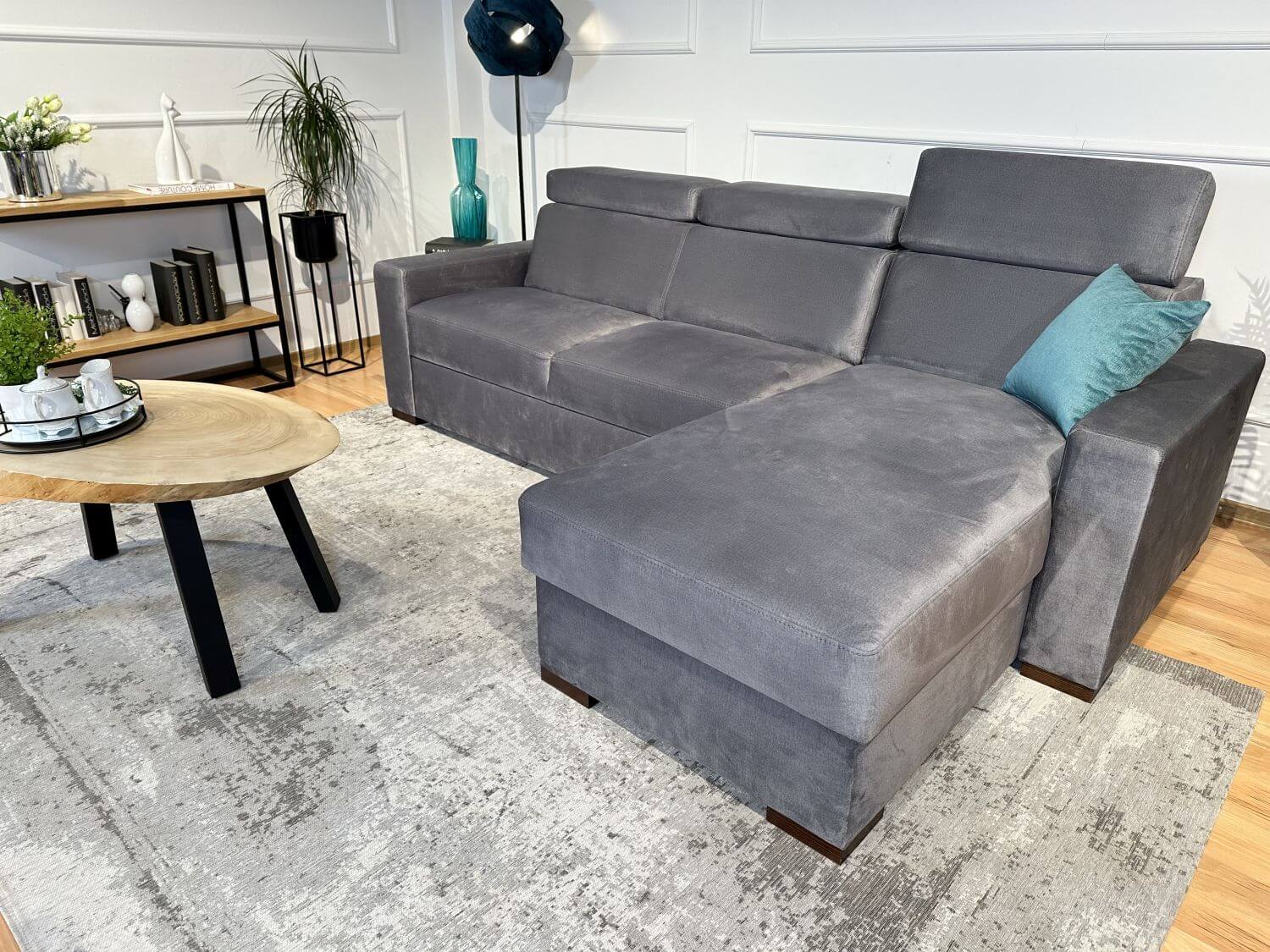 Malaga S narożnik z regulowanymi zagłówkami funkcją spania i pojemnikiem