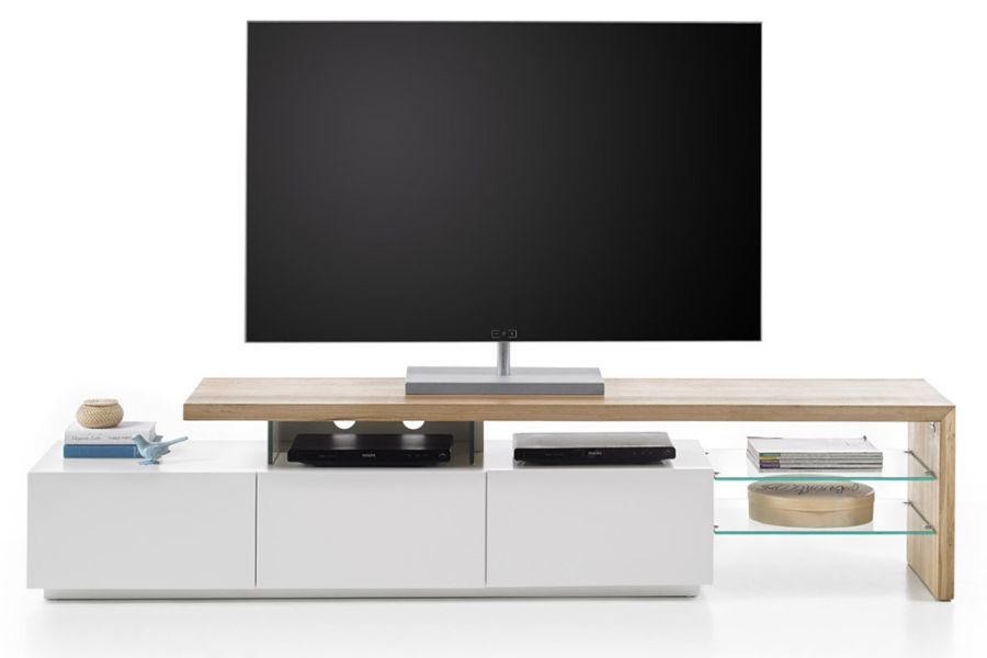 Stolik RTV Alimos I 59219AW4 BIAŁY MAT + dąb