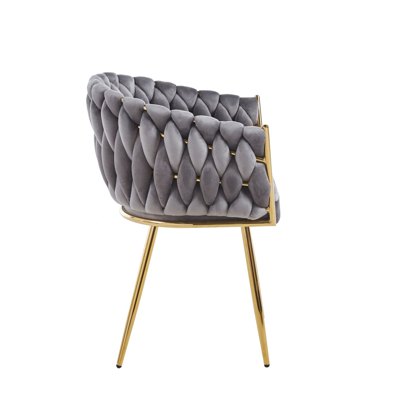 Nowoczesne krzesło plecione FU-7 tkanina szary velvet w stylu Glamour złote nogi Nowoczesne krzesło plecione FU-7 tkanina szary velvet w stylu Glamour złote nogi