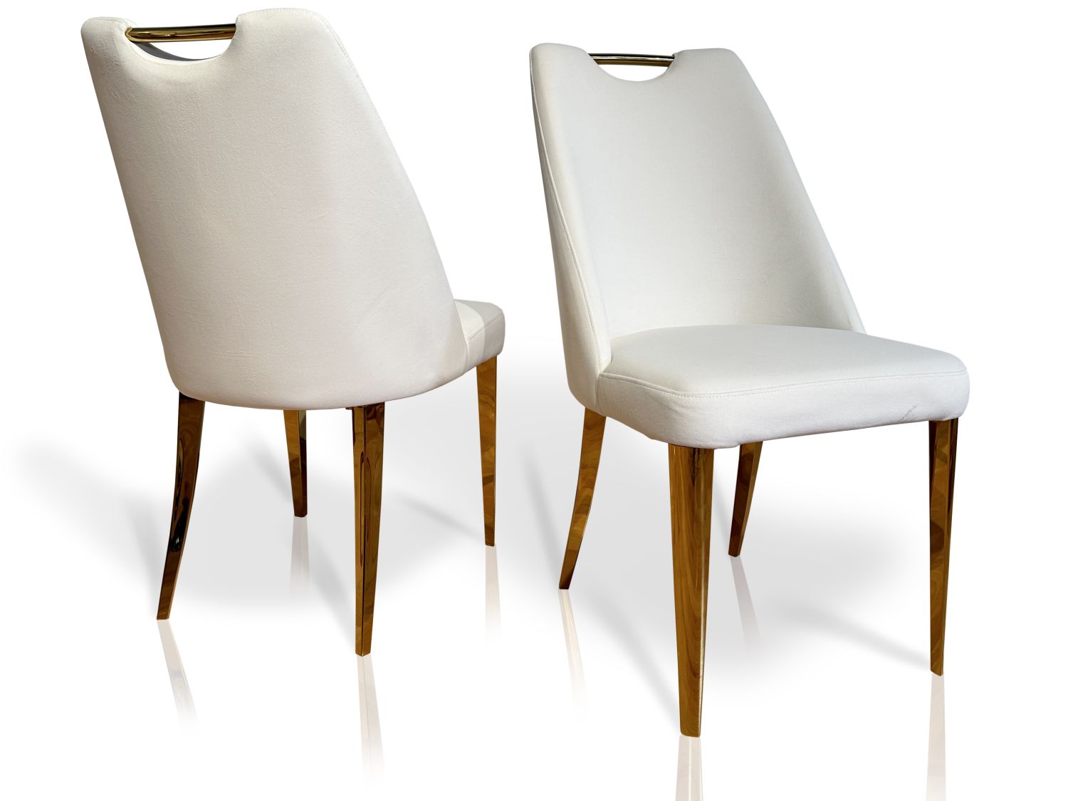 Krzesło tapicerowane Glamour FT239 Gold, Velvet biały