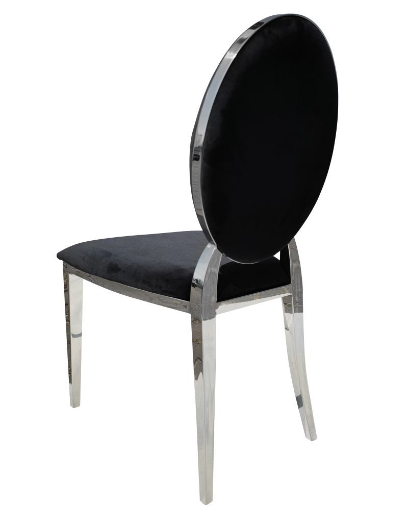 Krzesło chromowane FT-83 Glamour-Silver CZARNY VELVET Louis ludwik
