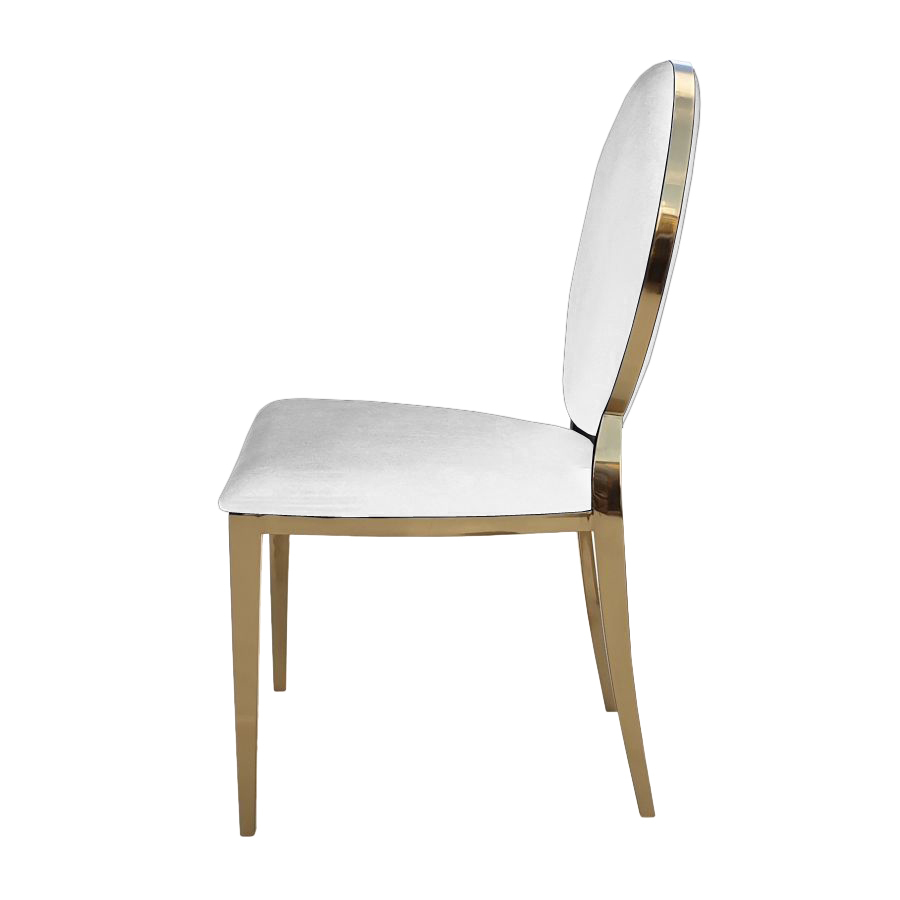 Nowoczesne krzesło złote FT 83 louis Glamour GOLD w stylu ludwik biały velvet