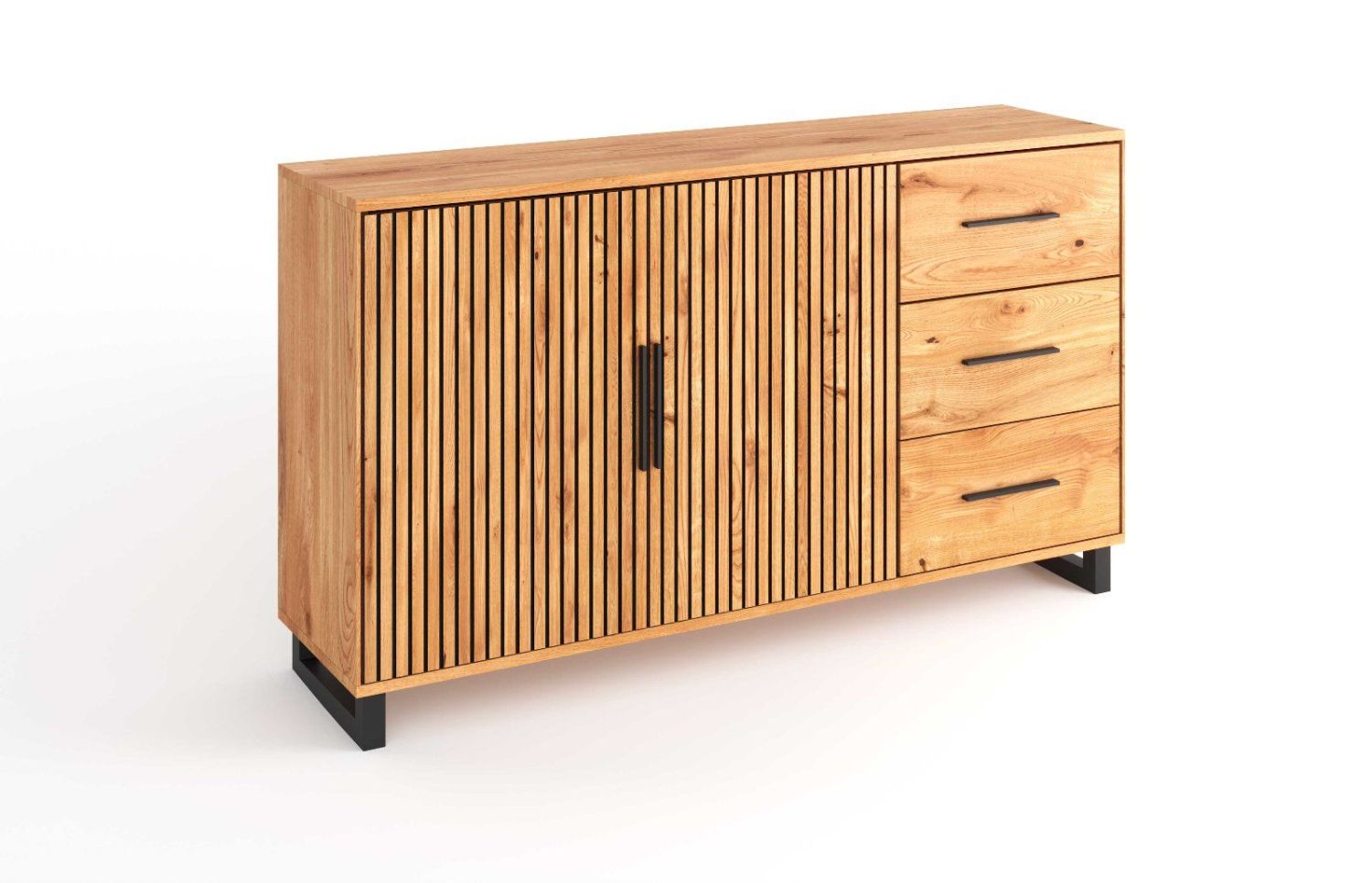 Komoda Paula 3211 dąb naturalny front frezowany   