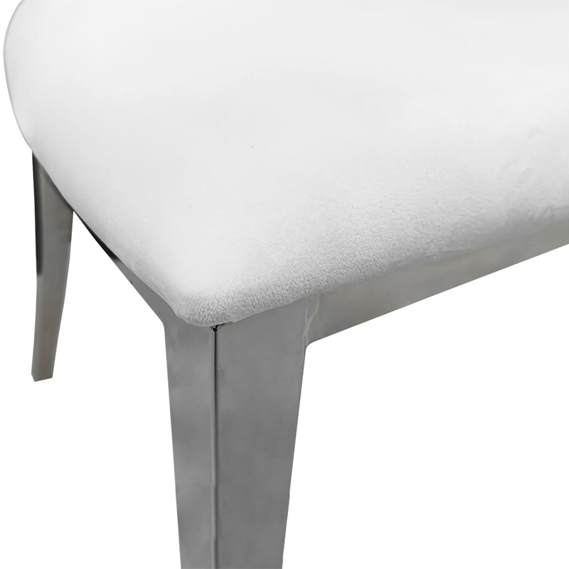 Krzesło chromowane FT 83 Glamour-Silver biały velvet Louis ludwik