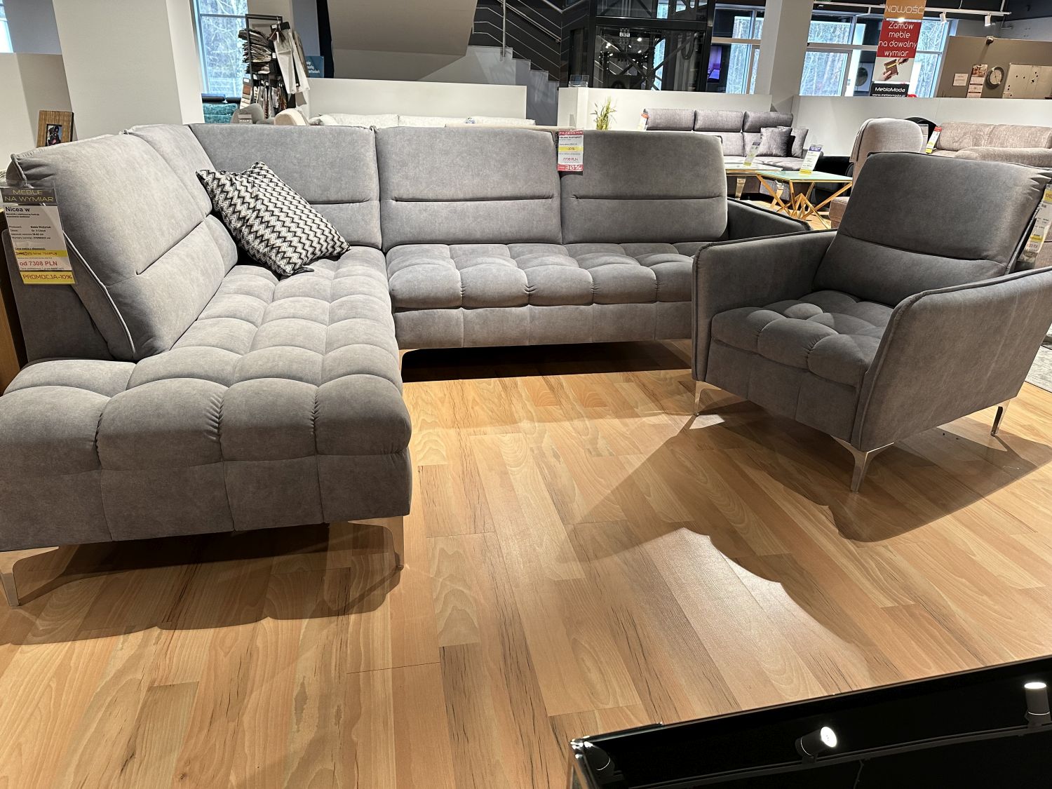Zestaw narożnik Nicea W, fotel Nicea - przecena z ekspozycji -30% Zestaw narożnik Nicea W, fotel Nicea - przecena z ekspozycji -30%