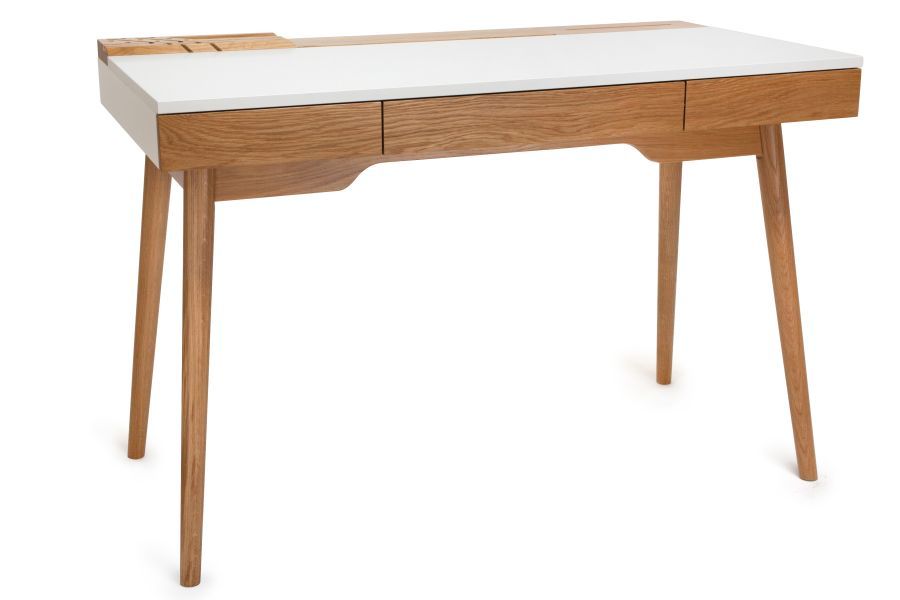 Omni biurko dębowe z szufladami Paged dąb naturalny nowoczesny styl 