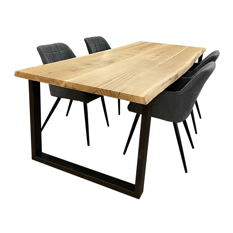 Stół Classic 160x90 dąb lity krawędź naturalna płozy metalowe, na wymiar