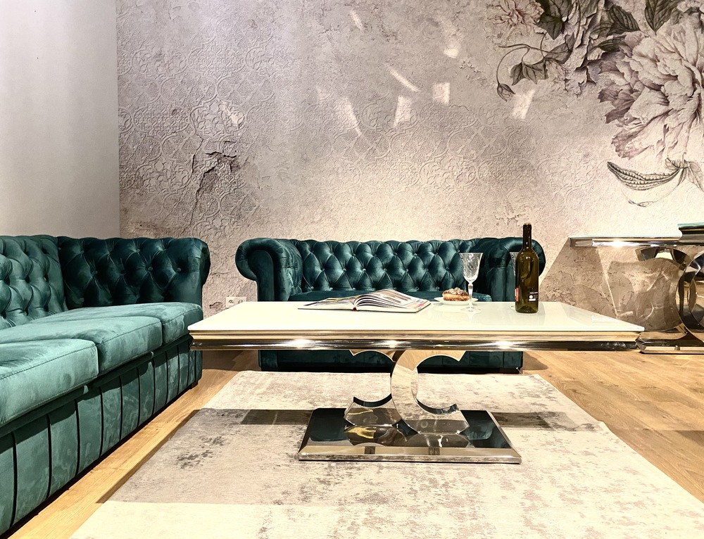 Ława stolik kawowy 130x70 biały  Glamour Silver T 922-1