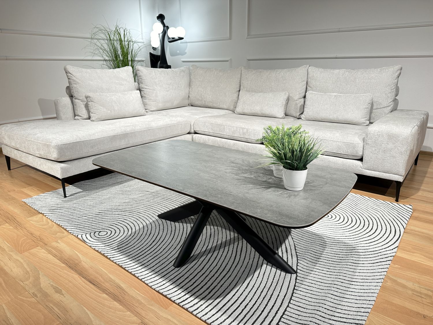 Stolik kawowy Flexa ze spieku kwarcowego 130x70 Szary